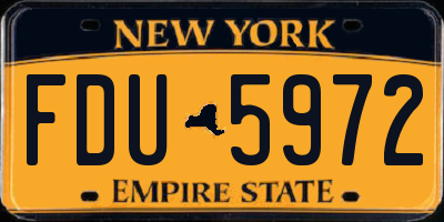 NY license plate FDU5972
