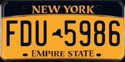NY license plate FDU5986