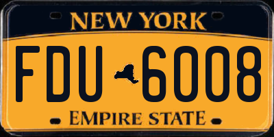 NY license plate FDU6008