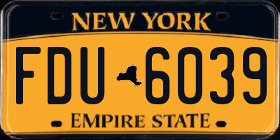 NY license plate FDU6039