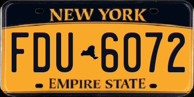 NY license plate FDU6072