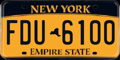 NY license plate FDU6100