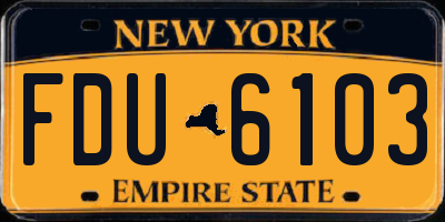 NY license plate FDU6103