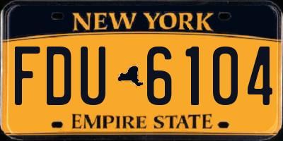 NY license plate FDU6104