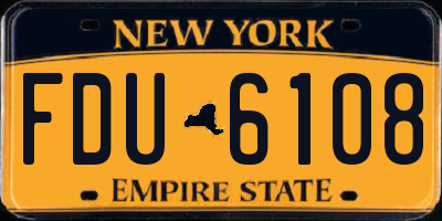 NY license plate FDU6108