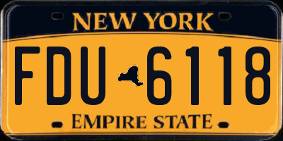 NY license plate FDU6118