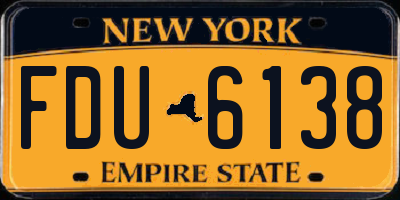 NY license plate FDU6138