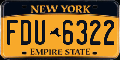 NY license plate FDU6322