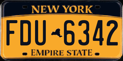 NY license plate FDU6342