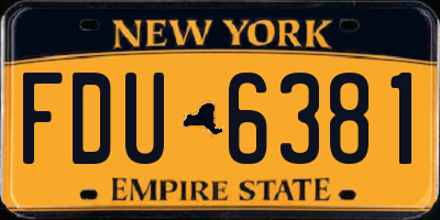 NY license plate FDU6381