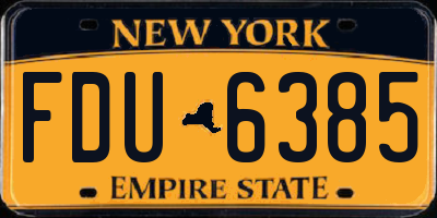 NY license plate FDU6385