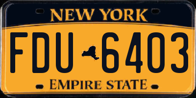 NY license plate FDU6403