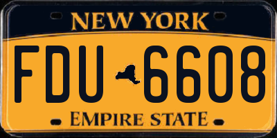 NY license plate FDU6608