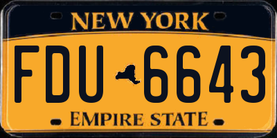 NY license plate FDU6643
