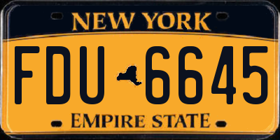 NY license plate FDU6645