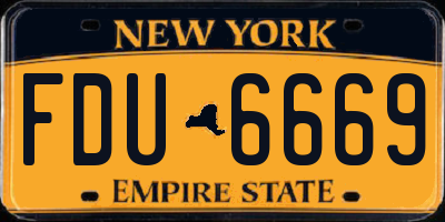 NY license plate FDU6669