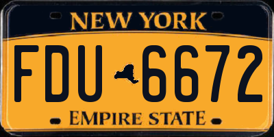 NY license plate FDU6672