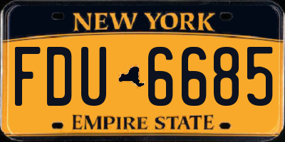 NY license plate FDU6685