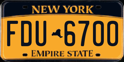 NY license plate FDU6700