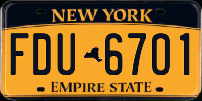 NY license plate FDU6701