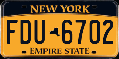 NY license plate FDU6702