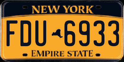 NY license plate FDU6933
