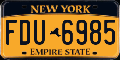NY license plate FDU6985
