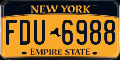 NY license plate FDU6988