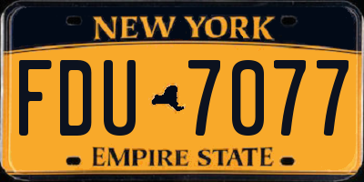 NY license plate FDU7077