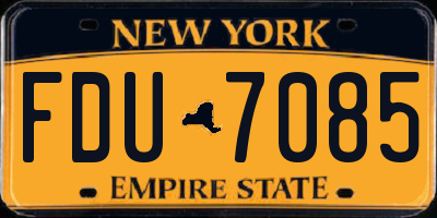 NY license plate FDU7085