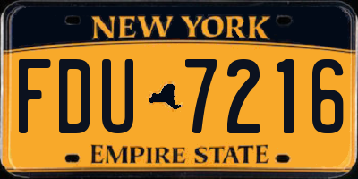 NY license plate FDU7216