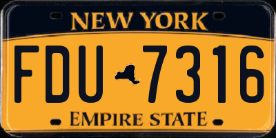 NY license plate FDU7316