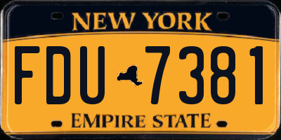 NY license plate FDU7381