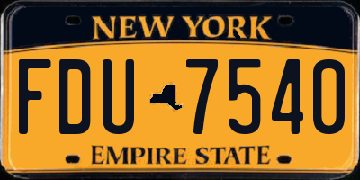 NY license plate FDU7540