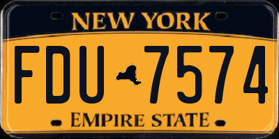 NY license plate FDU7574