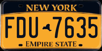 NY license plate FDU7635