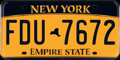 NY license plate FDU7672
