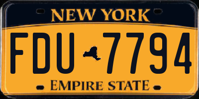 NY license plate FDU7794