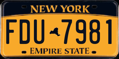 NY license plate FDU7981