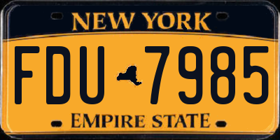 NY license plate FDU7985