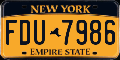 NY license plate FDU7986