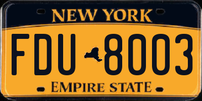 NY license plate FDU8003