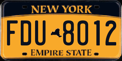 NY license plate FDU8012