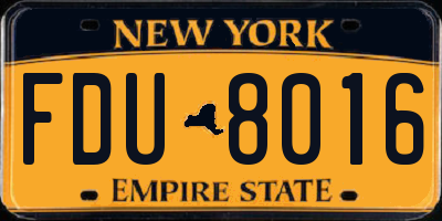 NY license plate FDU8016