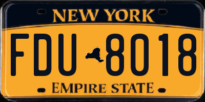 NY license plate FDU8018