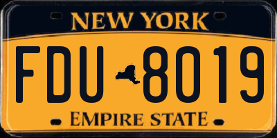 NY license plate FDU8019