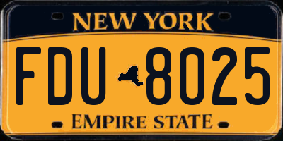 NY license plate FDU8025