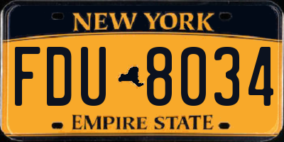 NY license plate FDU8034
