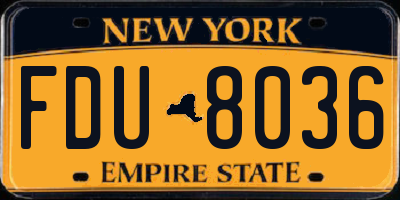 NY license plate FDU8036