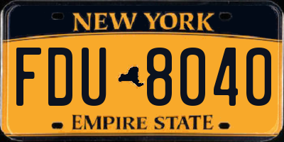 NY license plate FDU8040